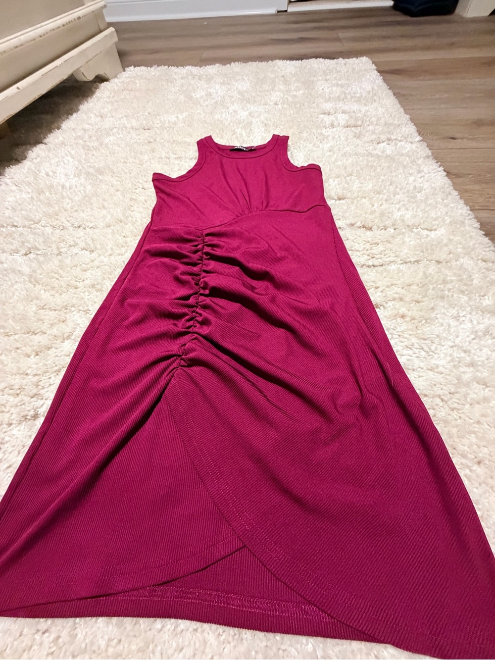 Fuchsia Ruched Tank Dress - Picture 7 of 8